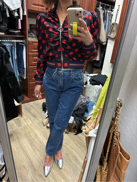 Gucci Tops - Gucci dark navy Jacket with Red Polka Dots